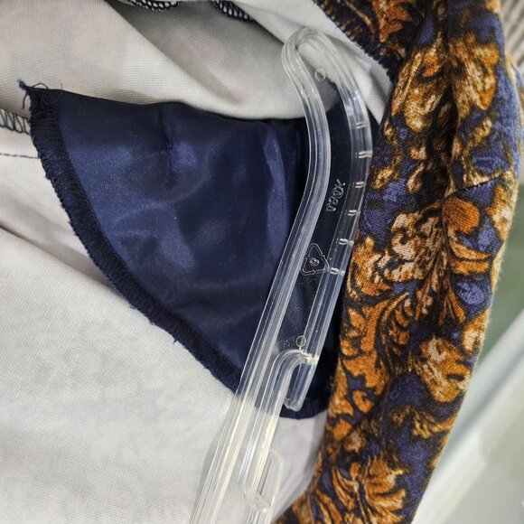 Logo By Lori Goldstein Blazer XL Baroque Print Ponte Knit Navy Gold - Picture 10 of 13